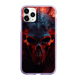 Чехол iPhone 11 Pro матовый Demon skull with horns, цвет: 3D-светло-сиреневый