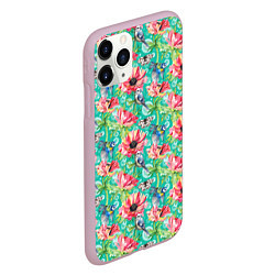 Чехол iPhone 11 Pro матовый Синицы и маки, цвет: 3D-розовый — фото 2