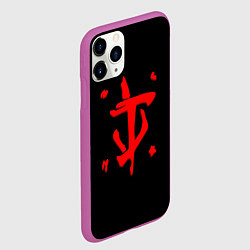 Чехол iPhone 11 Pro матовый Doom logo red, цвет: 3D-фиолетовый — фото 2
