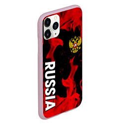 Чехол iPhone 11 Pro матовый Россия герб в огне, цвет: 3D-розовый — фото 2