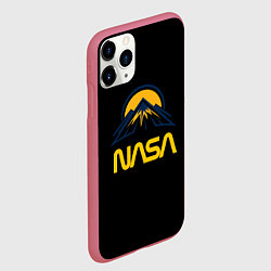 Чехол iPhone 11 Pro матовый Nasa горы лого, цвет: 3D-малиновый — фото 2