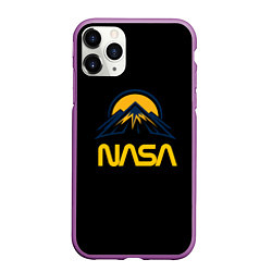 Чехол iPhone 11 Pro матовый Nasa горы лого, цвет: 3D-фиолетовый