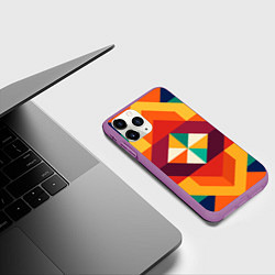 Чехол iPhone 11 Pro матовый Геометрическая абстракция цветок, цвет: 3D-фиолетовый — фото 2