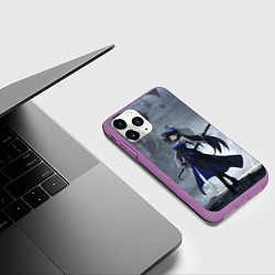 Чехол iPhone 11 Pro матовый Грозовые волны - Янъян, цвет: 3D-фиолетовый — фото 2