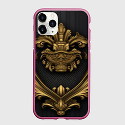 Чехол iPhone 11 Pro матовый Золотая корона с узорами, цвет: 3D-малиновый