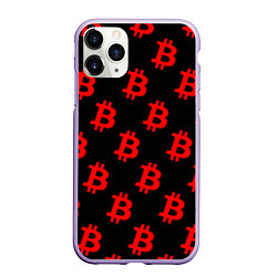 Чехол iPhone 11 Pro матовый Bitcoin red logo money, цвет: 3D-светло-сиреневый