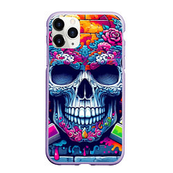 Чехол iPhone 11 Pro матовый Ai art skull - graffiti