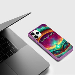 Чехол iPhone 11 Pro матовый Elden Ring кольцо и магия, цвет: 3D-фиолетовый — фото 2
