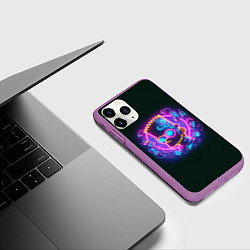 Чехол iPhone 11 Pro матовый Neon Bart Simpson - cyberpunk fantasy, цвет: 3D-фиолетовый — фото 2