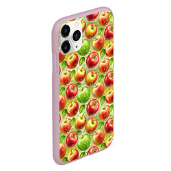 Чехол iPhone 11 Pro матовый Натуральные яблоки паттерн, цвет: 3D-розовый — фото 2
