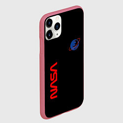 Чехол iPhone 11 Pro матовый Nasa космический бренд, цвет: 3D-малиновый — фото 2