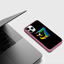 Чехол iPhone 11 Pro матовый Nasa space logo usa, цвет: 3D-малиновый — фото 2