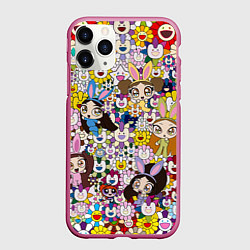 Чехол iPhone 11 Pro матовый Right now NewJeans and Takashi Murakami, цвет: 3D-малиновый