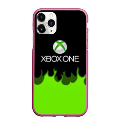 Чехол iPhone 11 Pro матовый Xbox green fire, цвет: 3D-малиновый