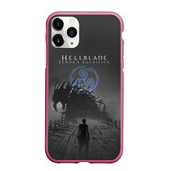 Чехол iPhone 11 Pro матовый Hellblade - Sign, цвет: 3D-малиновый