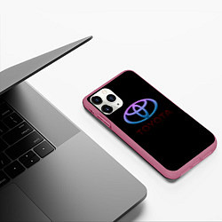 Чехол iPhone 11 Pro матовый Toyota neon steel, цвет: 3D-малиновый — фото 2