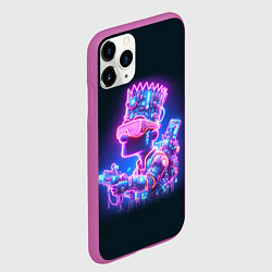 Чехол iPhone 11 Pro матовый Неоновый Барт Симпсон - киберпанк фантазия, цвет: 3D-фиолетовый — фото 2