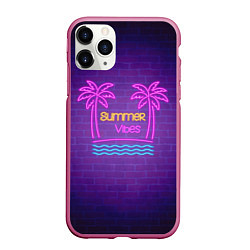 Чехол iPhone 11 Pro матовый Неоновые пальмы summer vibes