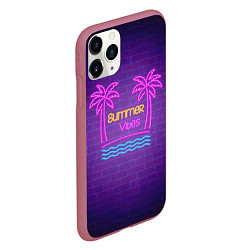 Чехол iPhone 11 Pro матовый Неоновые пальмы summer vibes, цвет: 3D-малиновый — фото 2