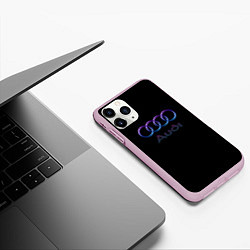 Чехол iPhone 11 Pro матовый Audi neon logo, цвет: 3D-розовый — фото 2