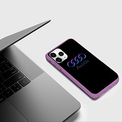 Чехол iPhone 11 Pro матовый Audi neon logo, цвет: 3D-фиолетовый — фото 2