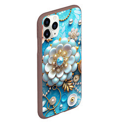 Чехол iPhone 11 Pro матовый Цветы и жемчуг, цвет: 3D-коричневый — фото 2