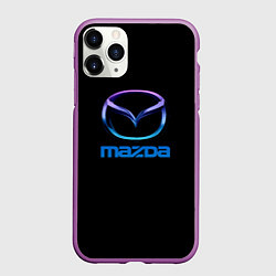 Чехол iPhone 11 Pro матовый Mazda neon logo, цвет: 3D-фиолетовый