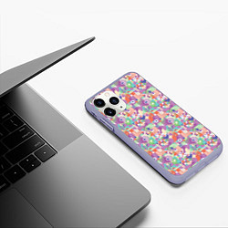 Чехол iPhone 11 Pro матовый Геометрические фигуры со звездами, цвет: 3D-светло-сиреневый — фото 2