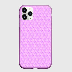 Чехол iPhone 11 Pro матовый Розовый паттерн розовые бантики, цвет: 3D-фиолетовый