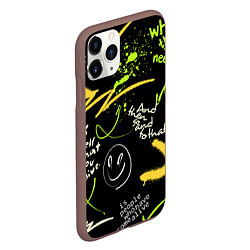 Чехол iPhone 11 Pro матовый Неоновый смайл, цвет: 3D-коричневый — фото 2
