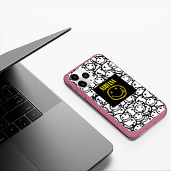 Чехол iPhone 11 Pro матовый Nirvana rock pattern, цвет: 3D-малиновый — фото 2