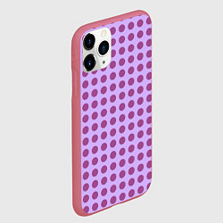 Чехол iPhone 11 Pro матовый Сиреневый паттерн в горошек, цвет: 3D-малиновый — фото 2