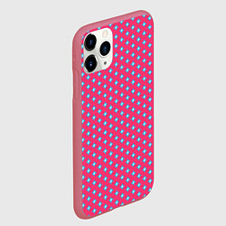 Чехол iPhone 11 Pro матовый Паттерн голубые ромбики, цвет: 3D-малиновый — фото 2