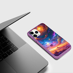 Чехол iPhone 11 Pro матовый Космический пейзаж яркий с галактиками, цвет: 3D-фиолетовый — фото 2
