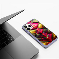 Чехол iPhone 11 Pro матовый Объемная текстурная кожа, цвет: 3D-светло-сиреневый — фото 2