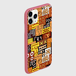 Чехол iPhone 11 Pro матовый Африканские этнический коллаж, цвет: 3D-малиновый — фото 2