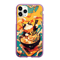 Чехол iPhone 11 Pro матовый The cat eats ramen