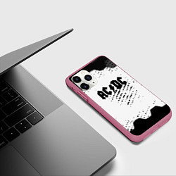 Чехол iPhone 11 Pro матовый AC DC текстура рок, цвет: 3D-малиновый — фото 2