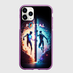Чехол iPhone 11 Pro матовый Portal люди в прыжке, цвет: 3D-фиолетовый