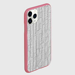 Чехол iPhone 11 Pro матовый Текстура серого камня, цвет: 3D-малиновый — фото 2