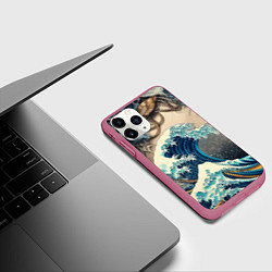 Чехол iPhone 11 Pro матовый Collage of all sorts of things and a wave, цвет: 3D-малиновый — фото 2