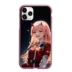 Чехол iPhone 11 Pro матовый Милый во франксе - zero two, цвет: 3D-малиновый