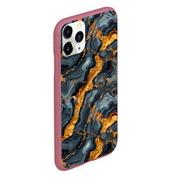 Чехол iPhone 11 Pro матовый Золотой мрамор, цвет: 3D-малиновый — фото 2