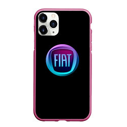 Чехол iPhone 11 Pro матовый FIAT logo neon, цвет: 3D-малиновый