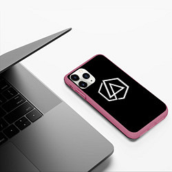 Чехол iPhone 11 Pro матовый Linkin park logo white, цвет: 3D-малиновый — фото 2