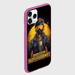 Чехол iPhone 11 Pro матовый PUBG игрок на закате черный фон, цвет: 3D-фиолетовый — фото 2
