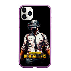 Чехол iPhone 11 Pro матовый PUBG игрок на закате черный фон