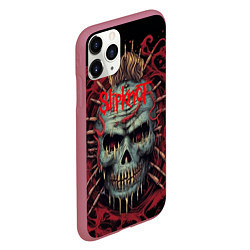 Чехол iPhone 11 Pro матовый Slipknot череп зомби, цвет: 3D-малиновый — фото 2