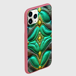 Чехол iPhone 11 Pro матовый Объемная футуристичная текстура из кожи, цвет: 3D-малиновый — фото 2