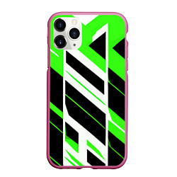 Чехол iPhone 11 Pro матовый Black and green stripes on a white background